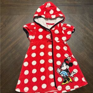 Disney Red and White Polka Dot Hooded Swim coverup size 5/6
